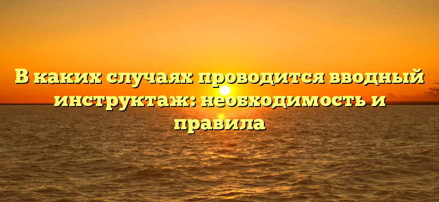 В каких случаях проводится вводный инструктаж: необходимость и правила