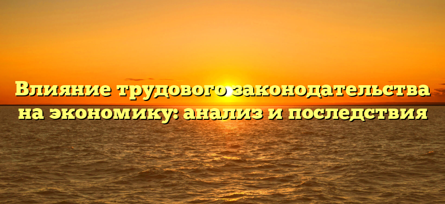 Влияние трудового законодательства на экономику: анализ и последствия