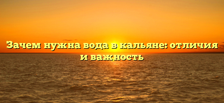 Зачем нужна вода в кальяне: отличия и важность