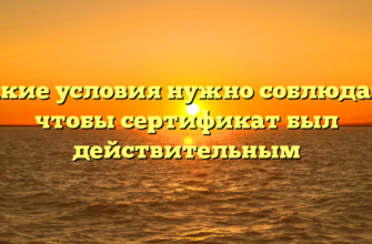 Какие условия нужно соблюдать, чтобы сертификат был действительным