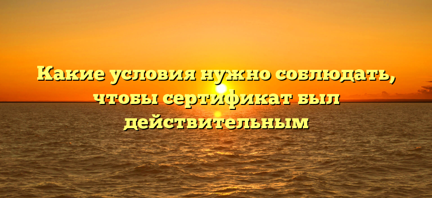 Какие условия нужно соблюдать, чтобы сертификат был действительным