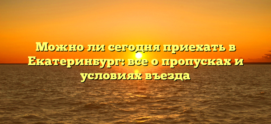 Можно ли сегодня приехать в Екатеринбург: все о пропусках и условиях въезда