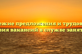 Свежие предложения и трудовые условия вакансий в службе занятости