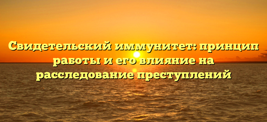 Свидетельский иммунитет: принцип работы и его влияние на расследование преступлений