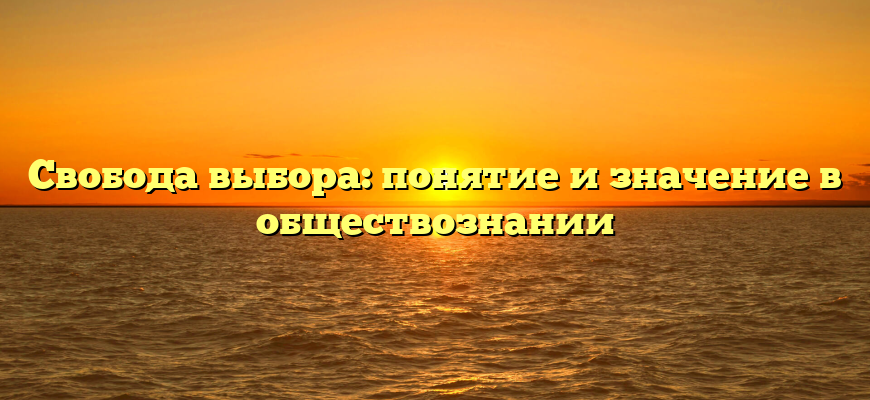 Свобода выбора: понятие и значение в обществознании