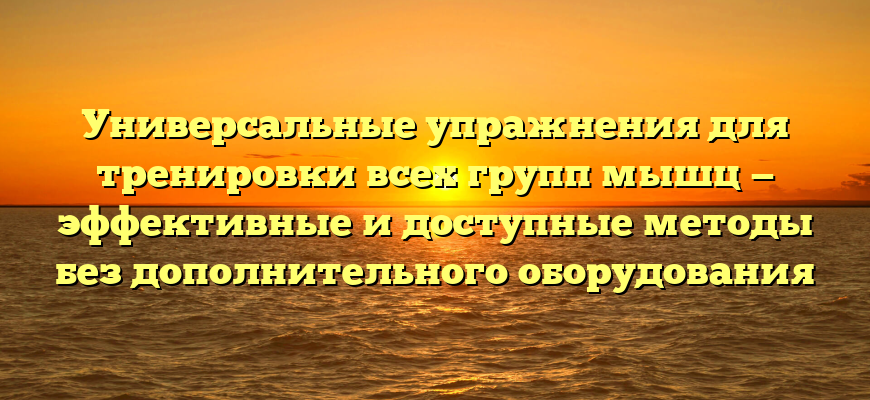 Универсальные упражнения для тренировки всех групп мышц — эффективные и доступные методы без дополнительного оборудования