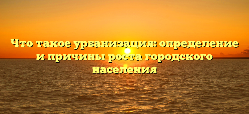 Что такое урбанизация: определение и причины роста городского населения