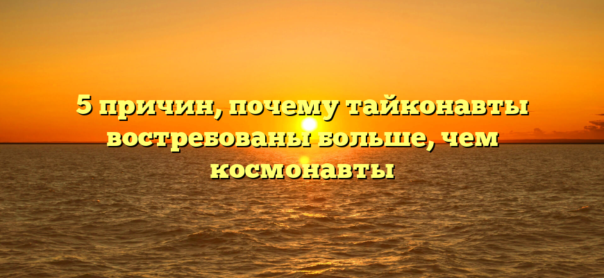 5 причин, почему тайконавты востребованы больше, чем космонавты