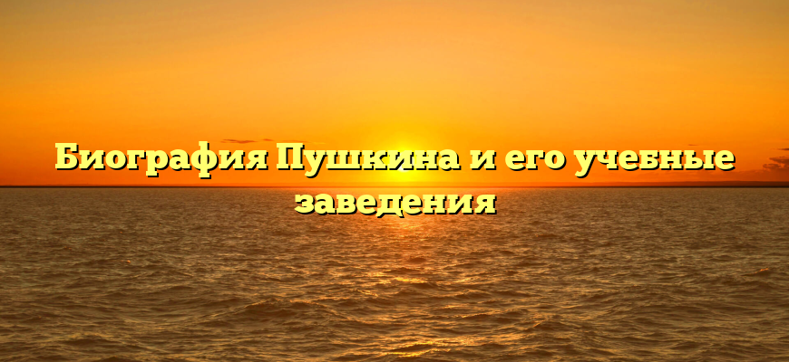 Биография Пушкина и его учебные заведения