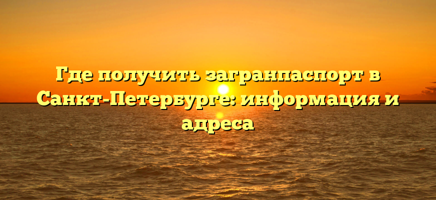 Где получить загранпаспорт в Санкт-Петербурге: информация и адреса
