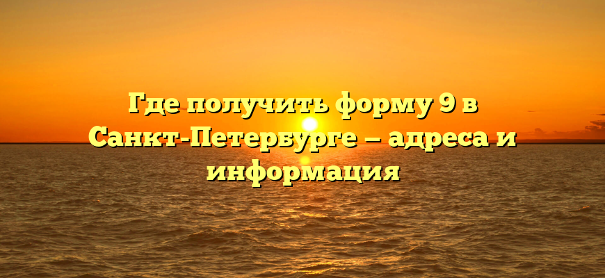 Где получить форму 9 в Санкт-Петербурге — адреса и информация