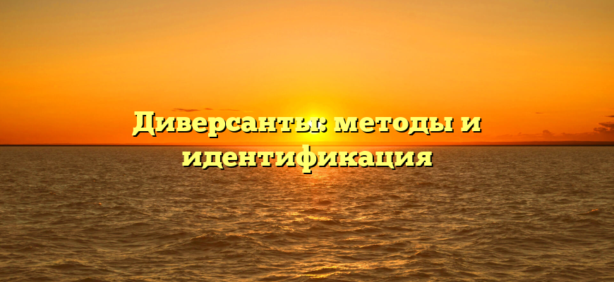 Диверсанты: методы и идентификация