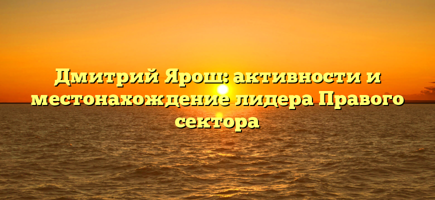 Дмитрий Ярош: активности и местонахождение лидера Правого сектора