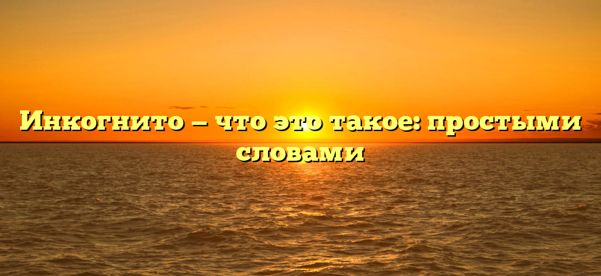 Инкогнито — что это такое: простыми словами