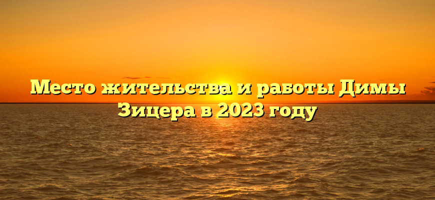 Место жительства и работы Димы Зицера в 2023 году