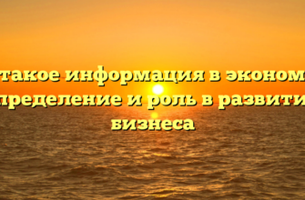 Что такое информация в экономике: определение и роль в развитии бизнеса