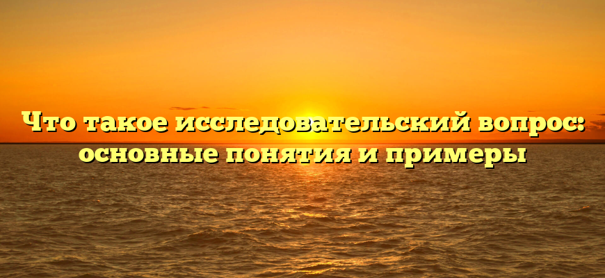 Что такое исследовательский вопрос: основные понятия и примеры