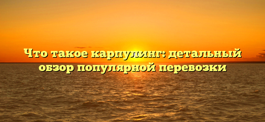 Что такое карпулинг: детальный обзор популярной перевозки