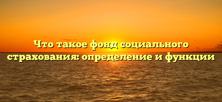 Что такое фонд социального страхования: определение и функции